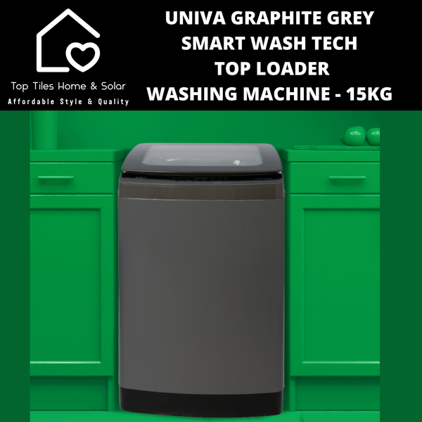 Univa Graphite Grey Smart Wash Tech Top Loader Washing Machine - 15kg