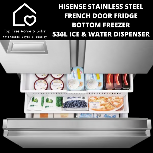 Hisense Stainless Steel French Door Fridge  - 536L Ice & Water Dispenser