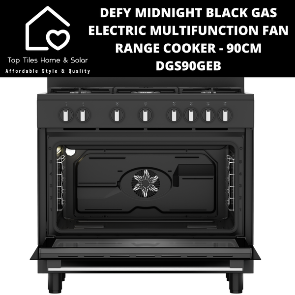 Defy Midnight Black Gas Electric Multifunction Fan Range Cooker - 90cm DGS90GEB