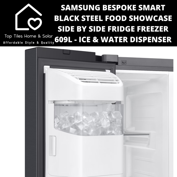 Samsung 3 Door Smart Black Steel Food Showcase Side by Side Fridge Freezer - 609L