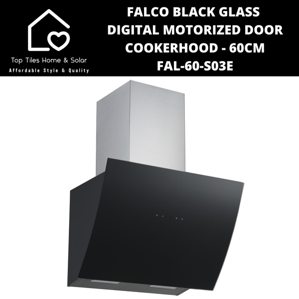 Falco Black Glass Digital Motorized Door Cookerhood - 60cm FAL-60-S03E