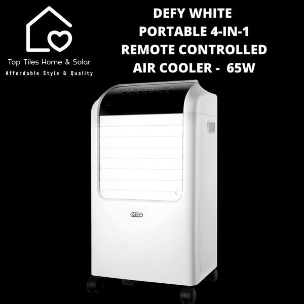 Defy White Portable 4-in-1 Remote Controlled Air Cooler -  65W