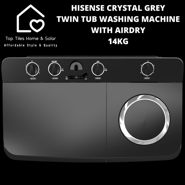 Hisense Crystal Grey Twin Tub Washing Machine with AirDry - 14kg