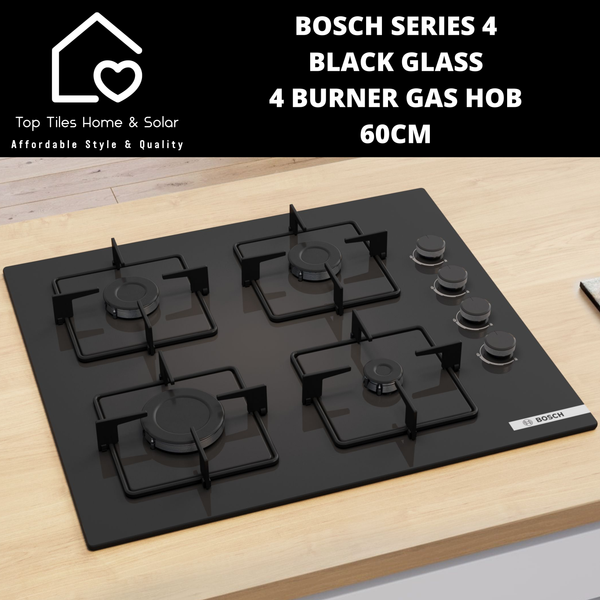 Bosch Series 4 - Black Glass 4 Burner Gas Hob - 60cm