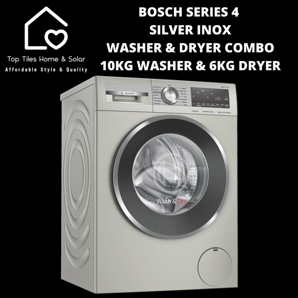 Bosch Series 4 - Silver Inox Washer & Dryer Combo -  10kg Washer & 6kg Dryer