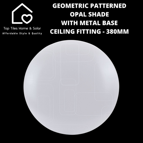 Geometric Patterned Opal Shade With Metal Base Ceiling Fitting - 380mm