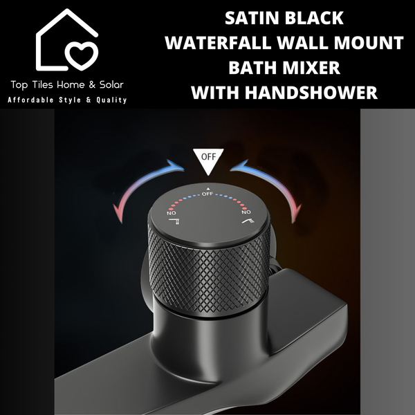 Satin Black Waterfall Wall Mount Bath Mixer With Handshower