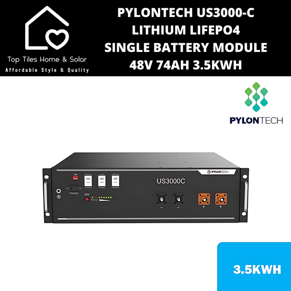 Pylontech US3000-C Lithium LiFePo4 Single Solar Battery Module - 48V 74Ah 3.5kWh
