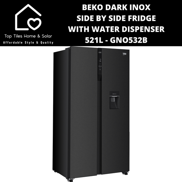 Beko Dark Inox Side By Side Fridge with Water Dispenser - 521L GNO532B