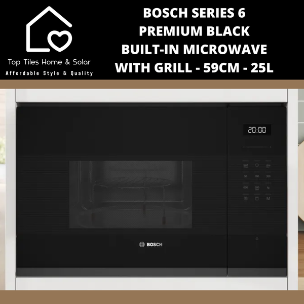 Bosch Series 6 - Premium Black Built-in Microwave with Grill - 59cm - 25L