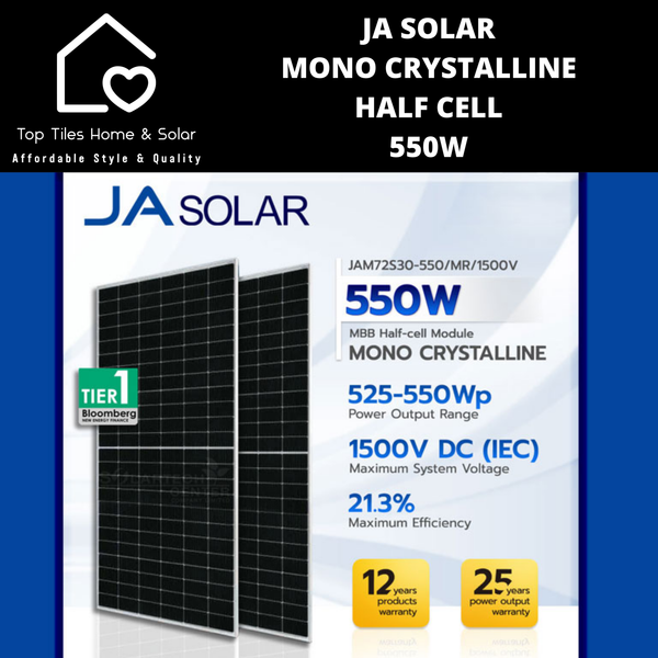 JA Solar Mono Crystalline Half Cell - 550W