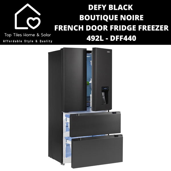 Defy Black Boutique Noire French Door Fridge - 492L DFF440