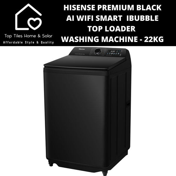 Hisense Premium Black Ai Wifi Smart  iBubble Top Loader Washing Machine - 22kg