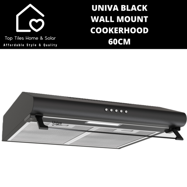 Univa Black Wall Mount Cookerhood - 60cm