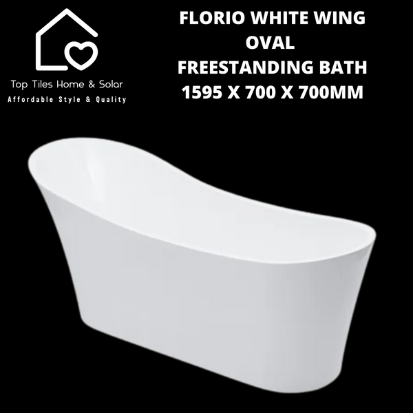 Florio White Wing Oval Freestanding Bath - 1595 x 700 x 700mm