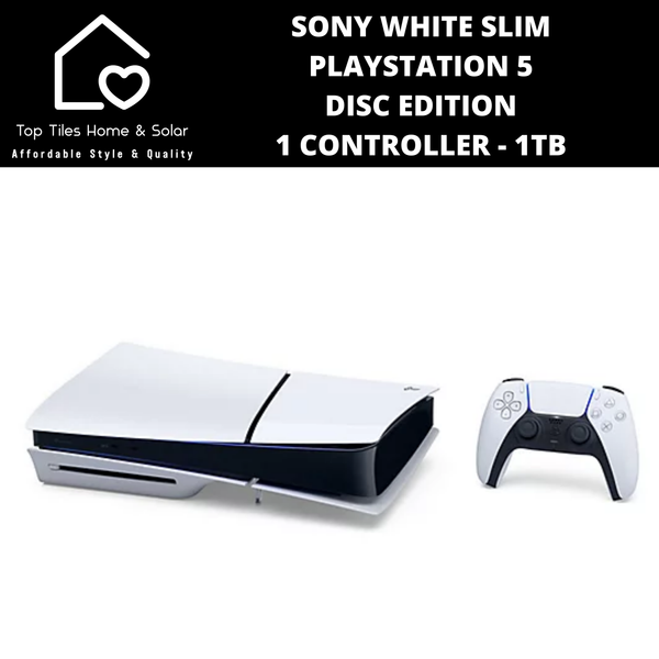 Sony White Slim PlayStation 5 Disc Edition + 1 Controller - 1TB