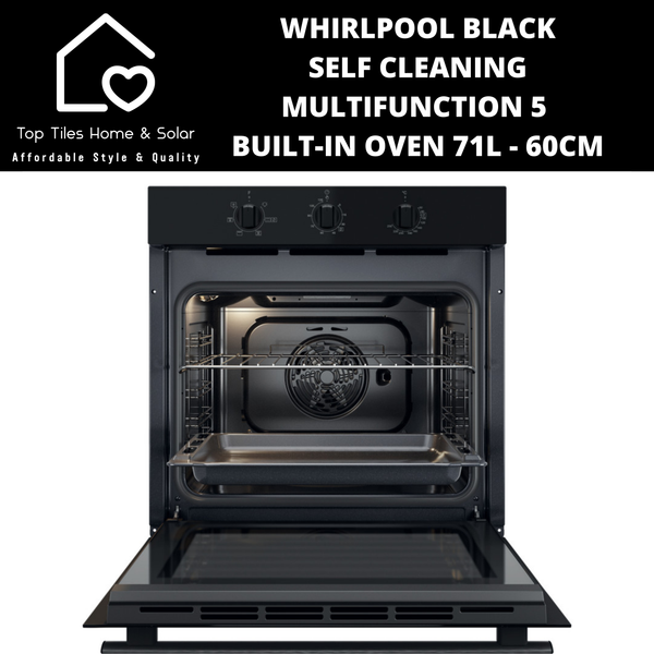 Whirlpool Black Self Cleaning Multifunction5 Built-In Oven 71L - 60cm