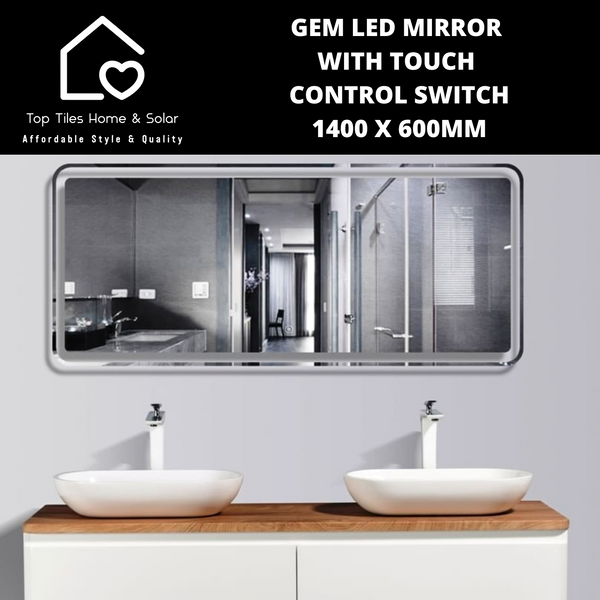 Gem LED Mirror With Touch Control Switch -  1400 x 600mm