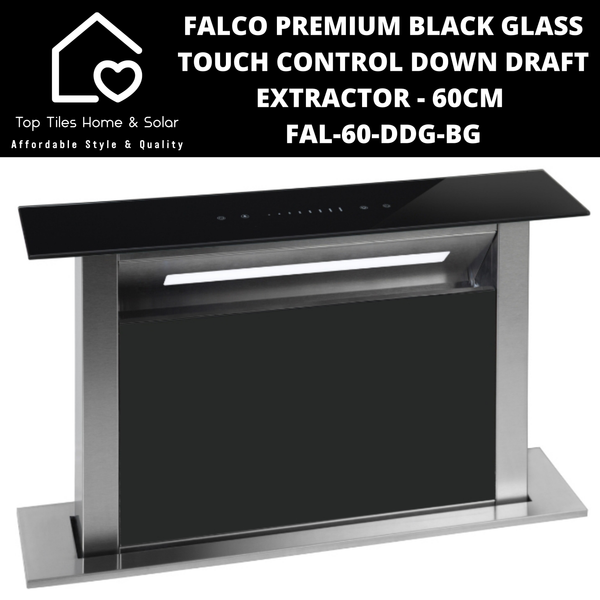 Falco Premium Black Glass Touch Control Down Draft Extractor - 60cm FAL-60-DDG-BG