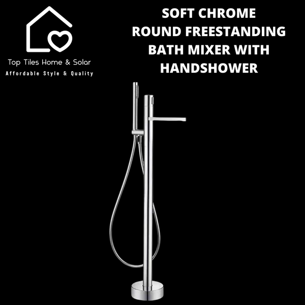 Soft Chrome Round Freestanding Bath Mixer With Handshower