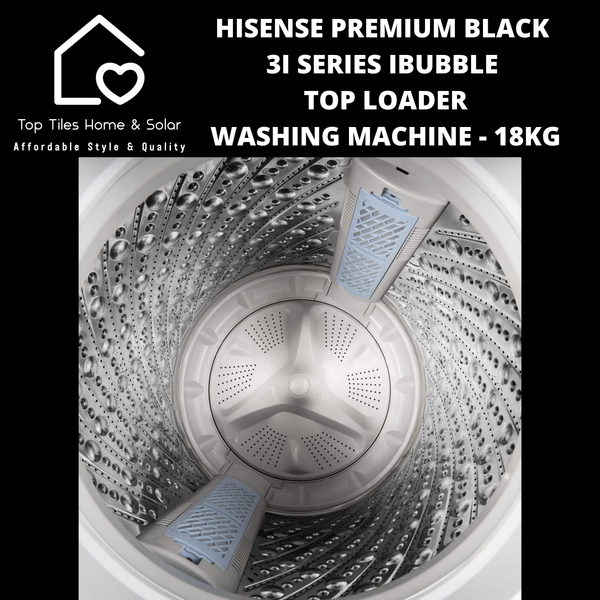 Hisense Premium Black 3i Series iBubble Top Loader Washing Machine - 18kg