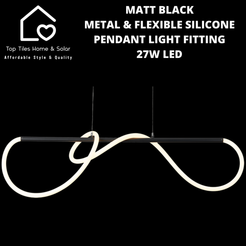 Matt Black Metal & Flexible Silicone Pendant Light Fitting - 27W LED