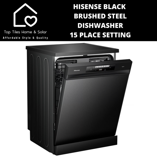 Hisense Black Brushed Steel Dishwasher - 15 Place Setting
