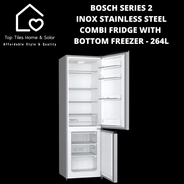 Bosch Series 2 - Inox Combi Fridge With Bottom Freezer - 264L