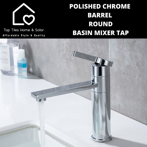 Polished Chrome  Barrel Round Basin Mixer Tap