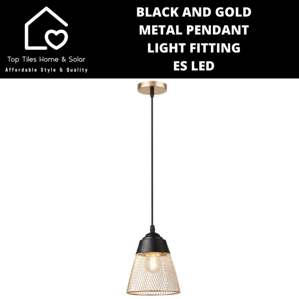 Black and Gold Metal Pendant Light Fitting - ES LED