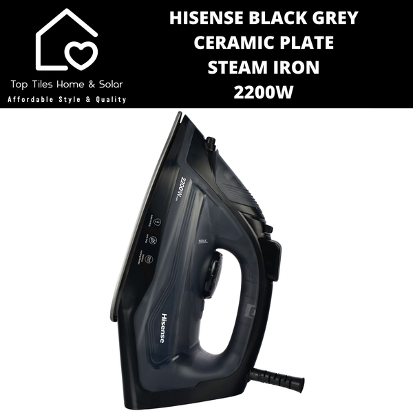 Hisense Black Grey Ceramic Plate Steam Iron - 2200W