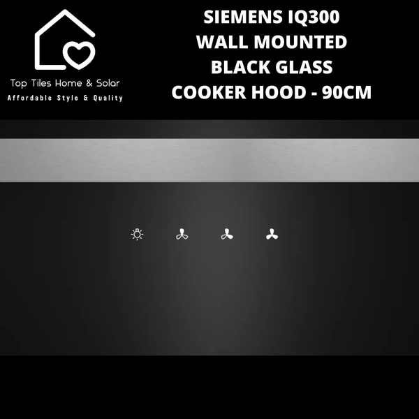 Siemens iQ300 Wall Mounted Black Glass Cooker Hood - 90cm