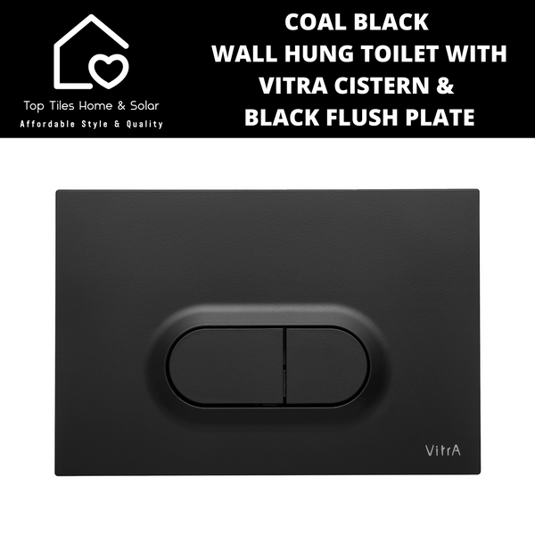 Coal Black Wall Hung Toilet with Vitra Cistern & Black Flush Plate