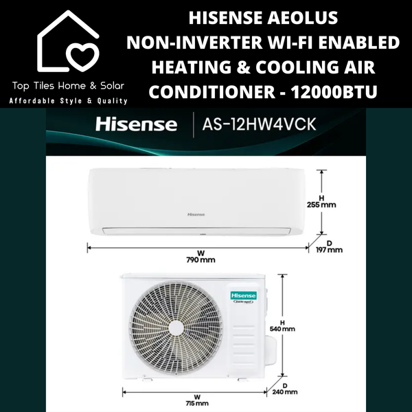 Hisense Aeolus Non-Inverter Wi-Fi Enabled Heating & Cooling Air Conditioner - 12000BTU