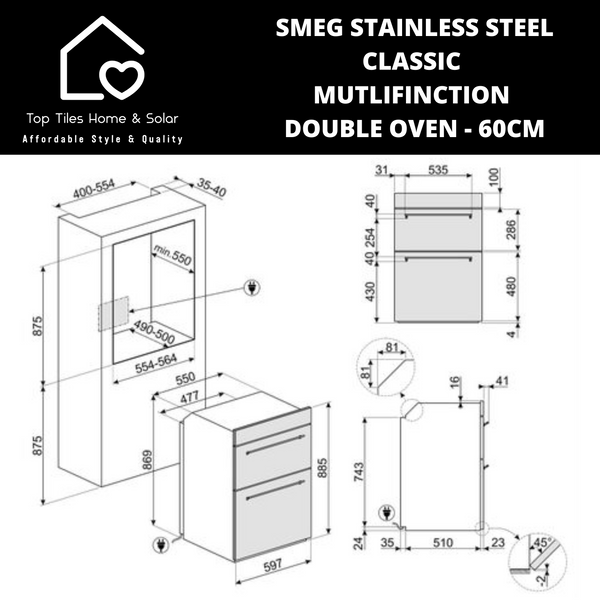 Smeg Stainless Steel Classic Multifunction Double Oven - 60cm