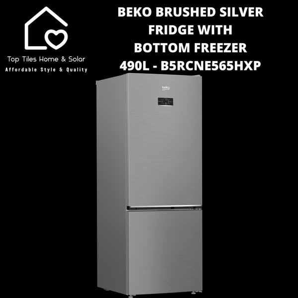 Beko Brushed Silver Fridge with Bottom Freezer - 490L B5RCNE565HXP