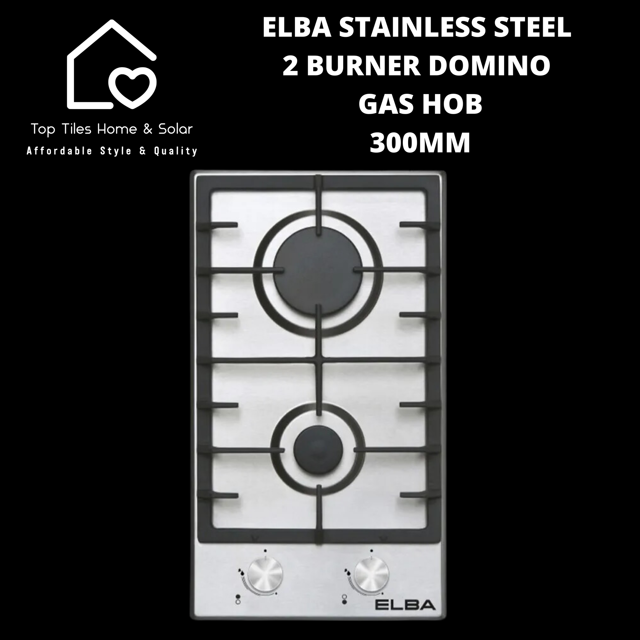 Elba Stainless Steel 2 Burner Domino Gas Hob - 300mm