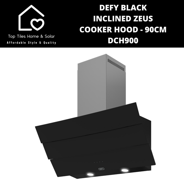 Defy Black Inclined Zeus Cooker Hood - 90cm DCH900