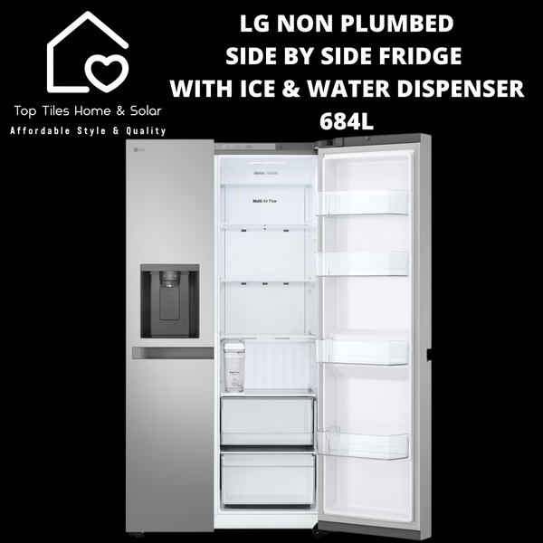 LG Non Plumbed Side by Side Fridge with Ice & Water Dispenser - 684L