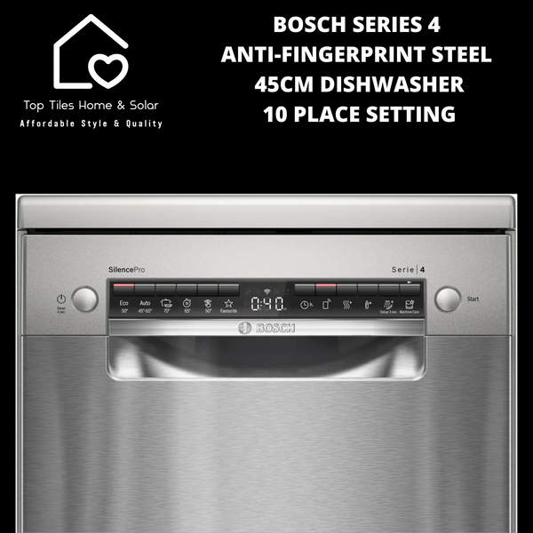 Bosch Series 4 - Anti-Fingerprint Brushed Steel 45cm Dishwasher - 10 Place Setting