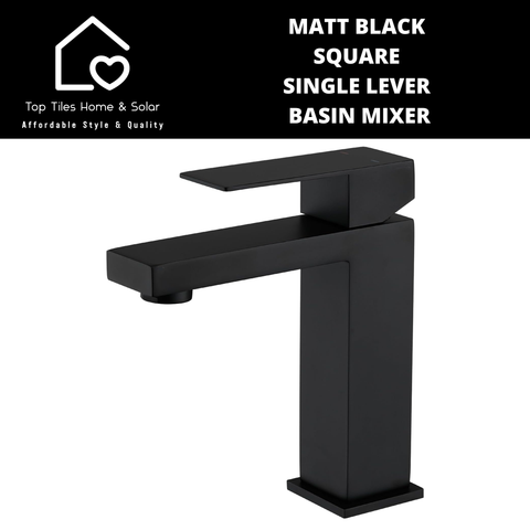 Matt Black Square Single Lever Basin Mixer