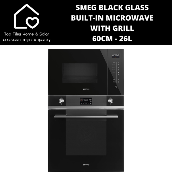 Smeg Black Glass Built-in Microwave with Grill - 60cm - 26L