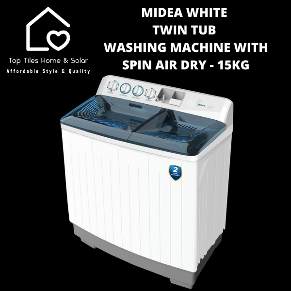 Midea White Twin Tub Washing Machine with Spin Air Dry - 15kg