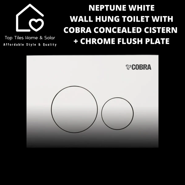 Neptune White Wall Hung Toilet With Cobra Concealed Cistern & Chrome Flush Plate