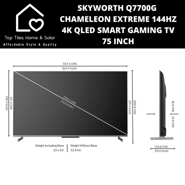 Skyworth Q7700G Chameleon Extreme 144Hz 4K QLED Smart Gaming TV - 75 Inch