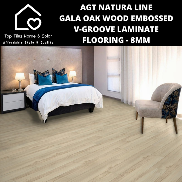 AGT Natura Line Gala Oak Wood Embossed V-Groove Laminate Flooring - 8mm