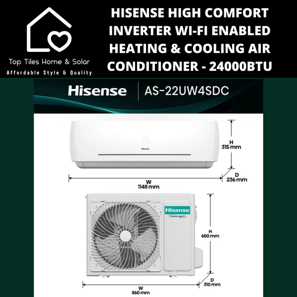 Hisense High Comfort Inverter Wi-Fi Enabled Heating & Cooling Air Conditioner - 24000BTU