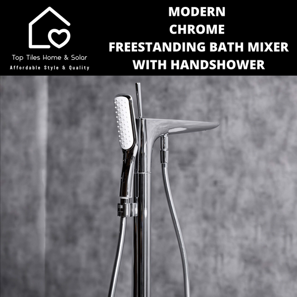 Modern Chrome Freestanding Bath Mixer With Handshower