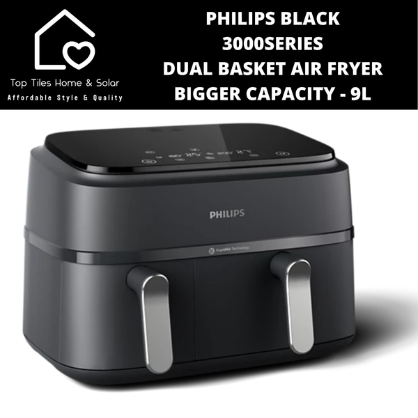 Philips Black 3000Series Dual Basket Air Fryer Bigger Capacity - 9L