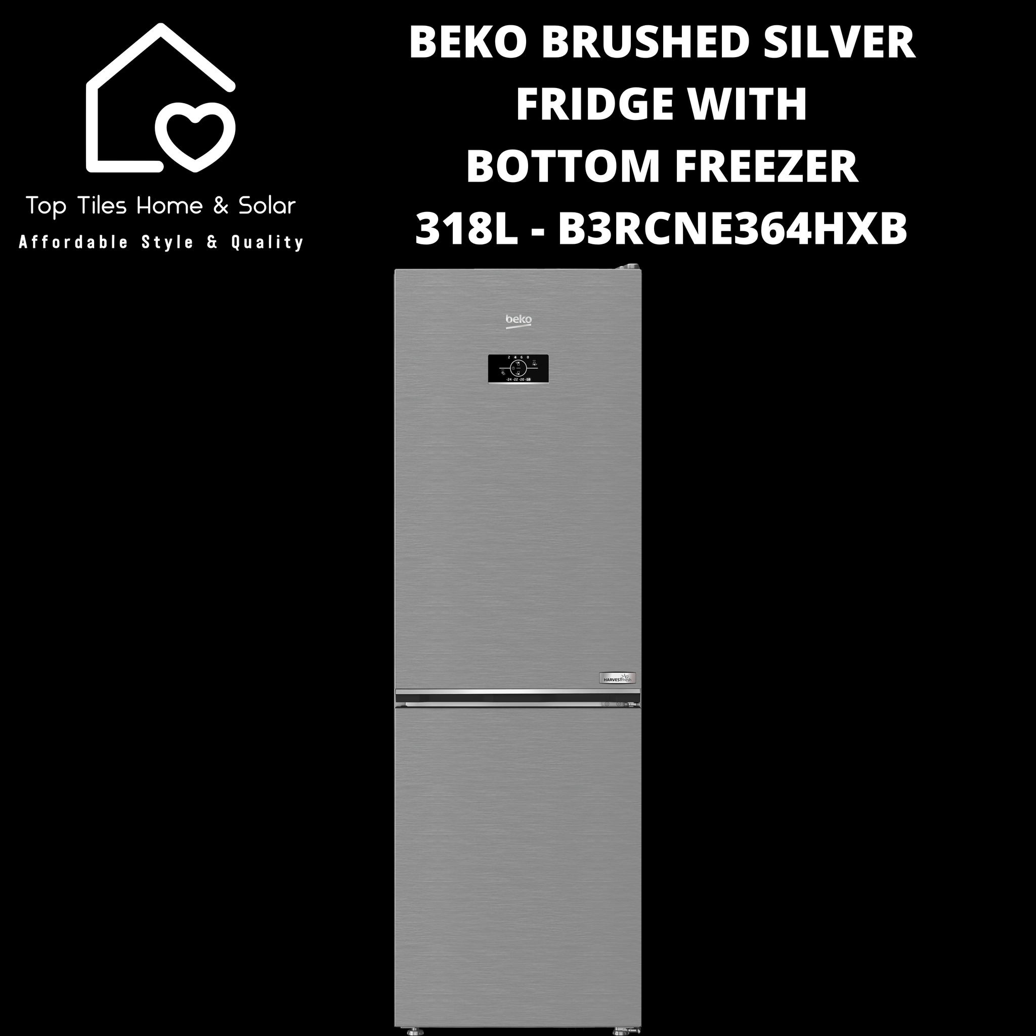 Beko Brushed Silver Fridge with Bottom Freezer - 318L B3RCNE364HXB